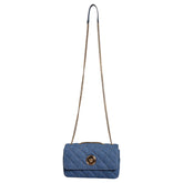 Versace Blue Quilted Denim Leather Crossbody Shoulder Bag